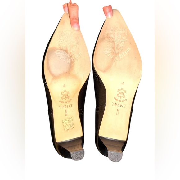 Brighton Trent Black Leather WingTip Brogue Pointed Toe Heels Shoes Women Sz 8 M - Picture 7 of 8